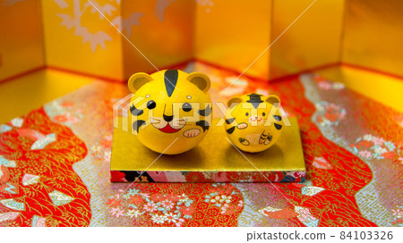 新年裝飾生肖日本紙親子老虎背景日式 84103326