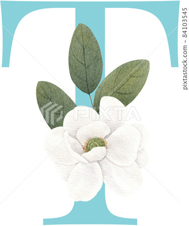Floral pastel watercolor style. Blooming spring floral card. Alphabet A-Z are isolated Floral pastel watercolor style. Blooming spring floral card. Alphabet A-Z are isolated 84103545