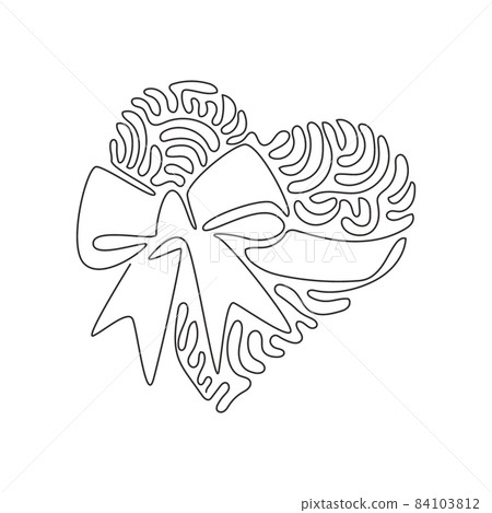 Continuous one line drawing heart with ribbon. Love emoji icon object symbol. Gradient vector illustration clip art design cartoon. Swirl curl style. Single line design vector graphic illustration 84103812