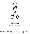 Scissor black flat outline icon closeup shear logo 84104145