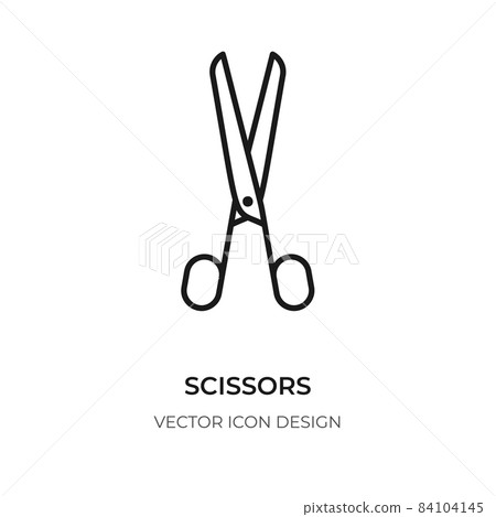 Scissor black flat outline icon closeup shear logo Scissor black flat outline icon closeup shear logo 84104145