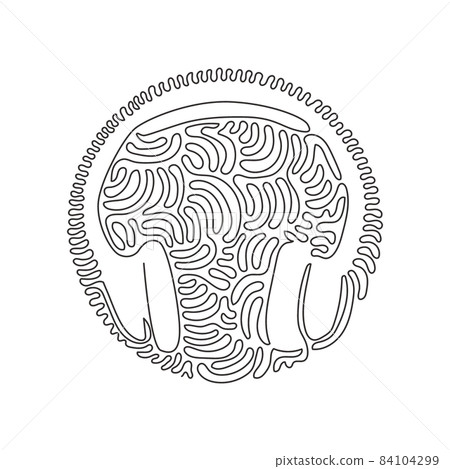 Continuous one line drawing Modern style headphones. Audio headset. Stylish modern headphones with earmuffs. Swirl curl circle background style. Single line draw design vector graphic illustration Continuous one line drawing Modern style headphones. Audio headset. Stylish modern headphones with earmuffs. Swirl curl circle background style. Single line draw design vector graphic illustration 84104299