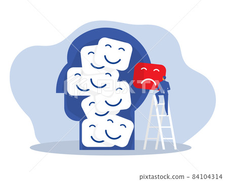 businessman take out face negative from head except positive thinking reaction concept vector 84104314