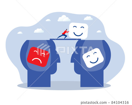 businessman push face positive on head opposite negative reaction concept vector 84104316