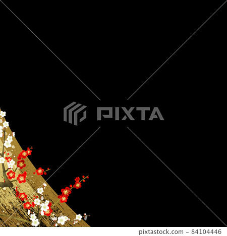 Japanese style background of plum and gold leaf 84104446