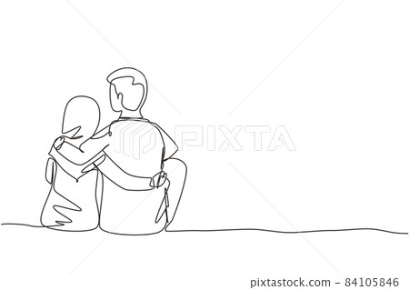 Single continuous line drawing romantic Arab... - Stock Illustration ...