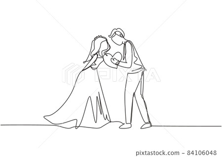 Single one line drawing man and woman kissing... - Stock Illustration ...