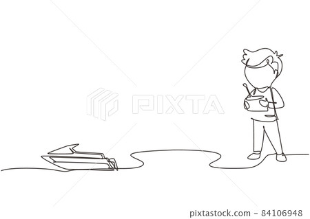 Vector Speed Boat, Hand Draw Vector. Stock Vector - Illustration