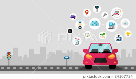 智能汽車汽車技術矢量橫幅插圖(字符空間) 智能汽車汽車技術矢量橫幅插圖(字符空間) 84107734
