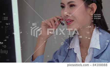 Customer support call center provide data in conceptual vision 84108088