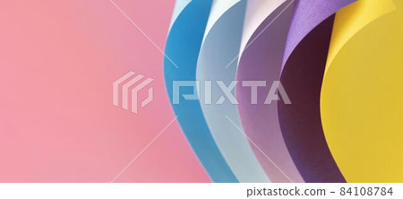 curved layers colored papers copy space. High quality beautiful photo concept curved layers colored papers copy space. High quality beautiful photo concept 84108784