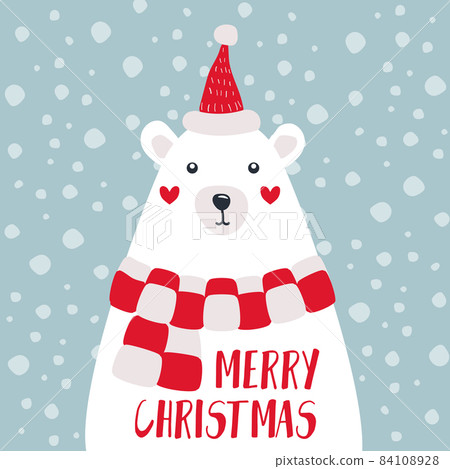 Winter christmas postcards polar bear vector card - Stock Illustration ...
