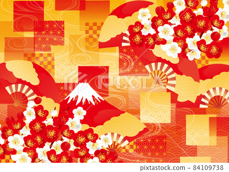 Japanese-style pattern Japanese-style background illustration with plum blossoms Japanese-style pattern Japanese-style background illustration with plum blossoms 84109738