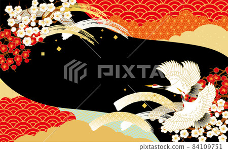 Beautiful Japanese pattern with a crane Beautiful Japanese pattern with a crane 84109751