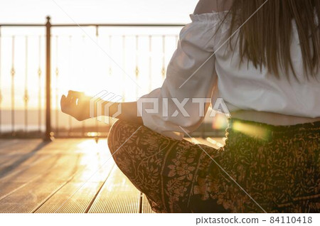close up woman sitting outdoors. High quality beautiful photo concept close up woman sitting outdoors. High quality beautiful photo concept 84110418