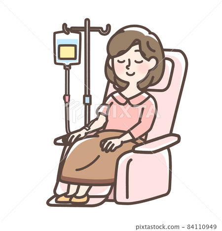 Female receiving an IV drip Female receiving an IV drip 84110949