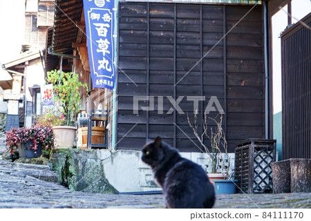 Cool black cat in Magome-juku Cool black cat in Magome-juku 84111170