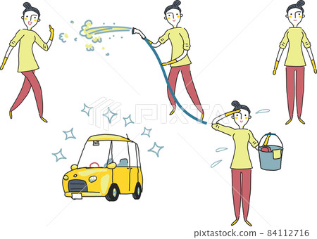 女洗車套裝插畫素材 女洗車套裝插畫素材 84112716