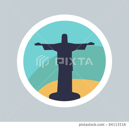 Colorful Banner of Cute Statue of Jesus in Rio Colorful Banner of Cute Statue of Jesus in Rio 84113516