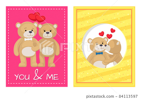 I Love You and Me Teddy Bears Vector 84113597