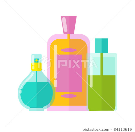 Colorful Templates Three Vials Vector Illustration Colorful Templates Three Vials Vector Illustration 84113619
