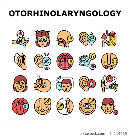 Otorhinolaryngology Treatment Icons Set Vector Otorhinolaryngology Treatment Icons Set Vector 84114069