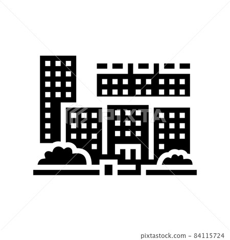 residential complex apartment building glyph... - Stock Illustration ...