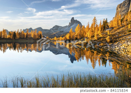 Picturesque view on Federa Lake in sunrise time Picturesque view on Federa Lake in sunrise time 84115834