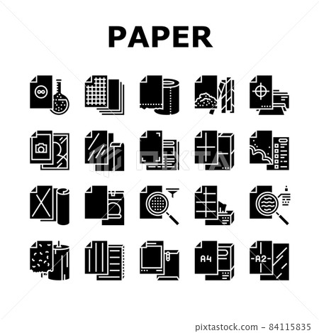 Paper List For Printing Poster Icons Set Vector 84115835