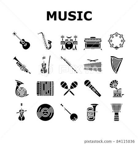 Music Instruments Performance Icons Set Vector Music Instruments Performance Icons Set Vector 84115836