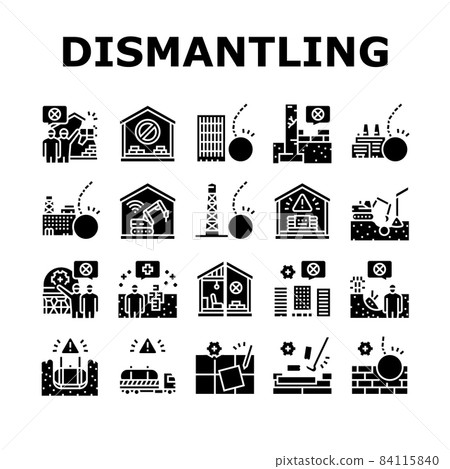 Dismantling Construction Process Icons Set Vector 84115840