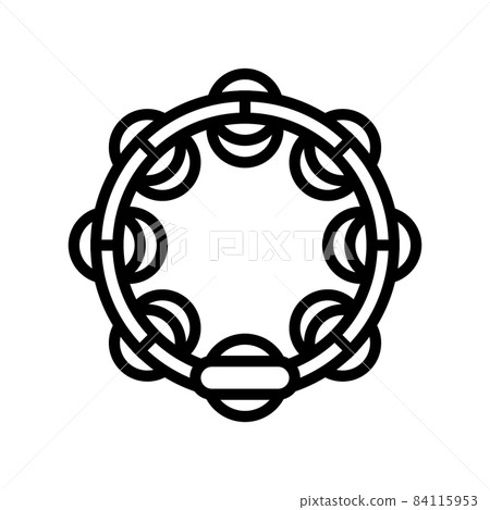 tambourine rhythmic musical instrument line icon vector illustration 84115953