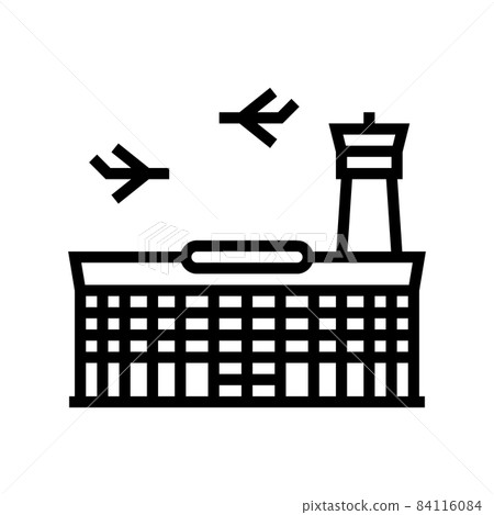 airport building line icon vector illustration - Stock Illustration ...