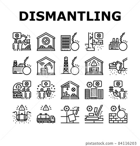 Dismantling Construction Process Icons Set Vector 84116203