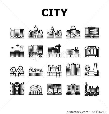 City Construction And Landscape Icons Set Vector City Construction And Landscape Icons Set Vector 84116212
