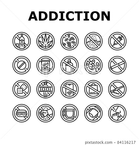 Addiction Substance Dependence Icons Set Vector 84116217