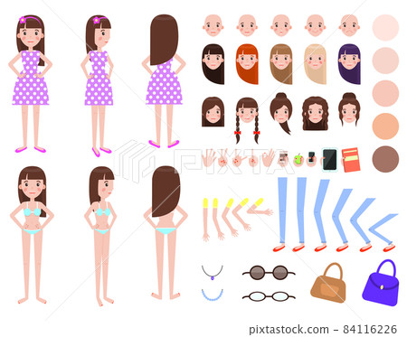 Female and Set Construction Vector Illustration 84116226