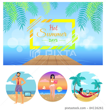 Hot Summer Days Collection Vector Illustration Hot Summer Days Collection Vector Illustration 84116261