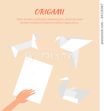 Origami Works, Cute Vector Paper Animals Group Origami Works, Cute Vector Paper Animals Group 84116367