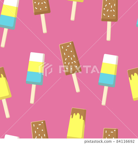 Seamless Pattern with Chocolate Ice Cream on Stick 84116692