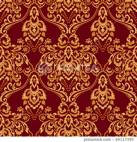 Floral wallpaper. Classic Baroque floral ornament. Seamless vintage pattern. Vector illustration Floral wallpaper. Classic Baroque floral ornament. Seamless vintage pattern. Vector illustration 84117395