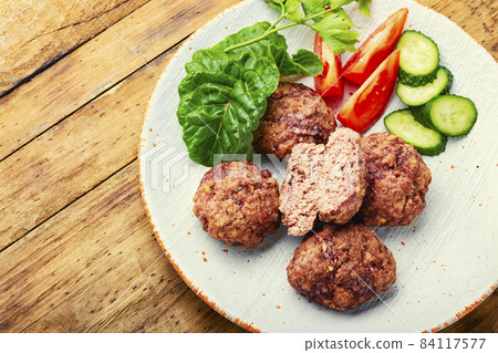 Homemade dietary meatballs. 84117577