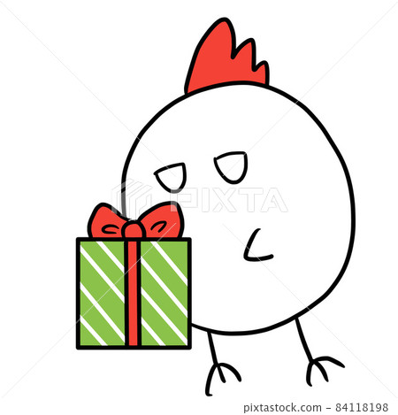 Chicken holding a Christmas present 84118198