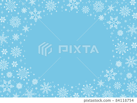 用雪花裝飾的框架冬季設計模板淺藍色背景 84118754