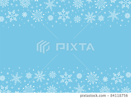 Frame decorated with snowflakes Winter design template Light blue background 84118756