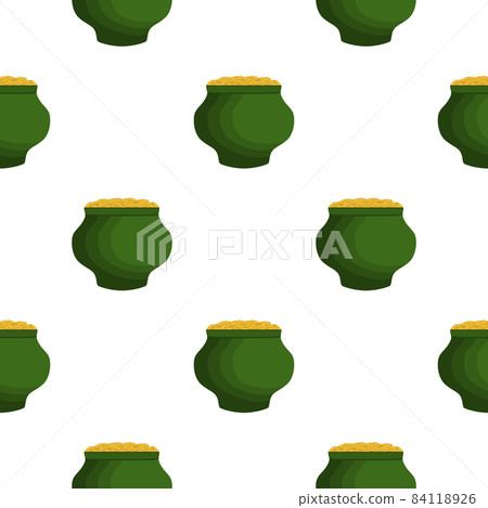 Illustration on theme Irish holiday St Patrick day, seamless pot of coins 84118926