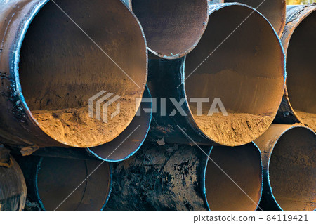 Used pipes for gasification of large diameter lie in the stack. Acceptance and disposal of scrap Used pipes for gasification of large diameter lie in the stack. Acceptance and disposal of scrap 84119421