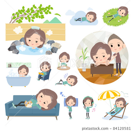 套放鬆的綠松石球衣中年婦女 84120581