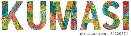 Kumasi is a city in in Ghana. Vector decorative zentangle object for decoration Kumasi is a city in in Ghana. Vector decorative zentangle object for decoration 84120874
