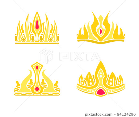 Gorgeous Gold Crowns in Authentic Gothic Style Set 84124290